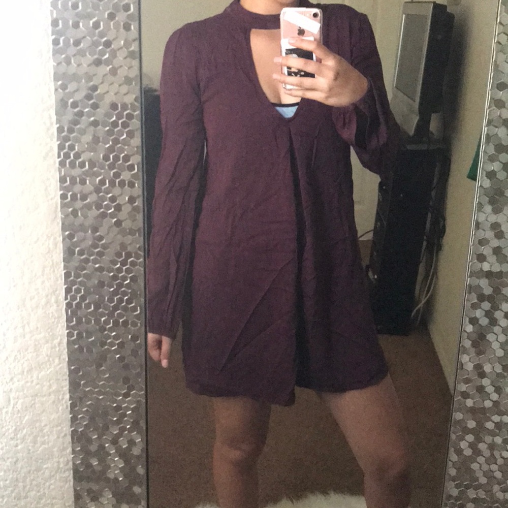 Violet button up dress. Low cute front dress.